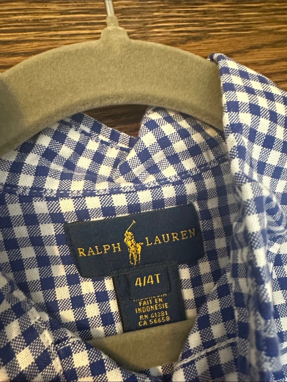 Ralph Lauren Boys Blue and White Gingham Button-Down Oxford Shirt